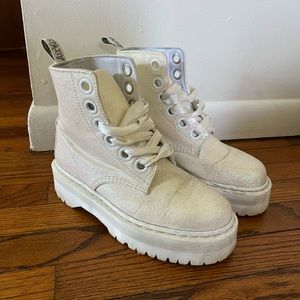 Doc Martens Limited Edition Glitter White Boots, Size 9 Women's